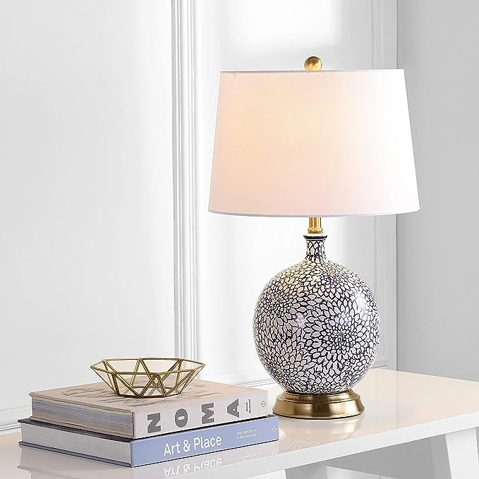 Safavieh Lighting Collection Orianna Blue/White 25-inch Bedroom Living Room Home Office Desk Nigh... | Amazon (US)