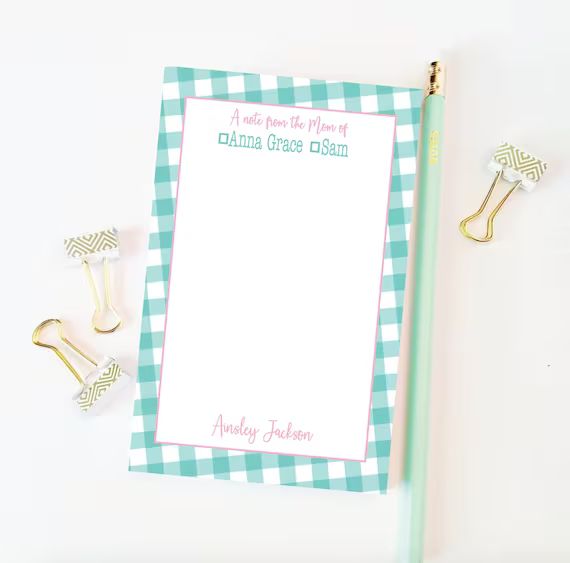 Gingham Notepad Mom Notepad Personalized Notepad Gingham - Etsy | Etsy (US)