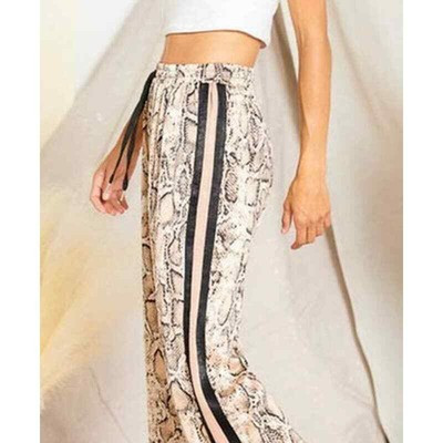 Lucy Paris Snakeskin Silk Dress Pants Black & Taupe Striped Sides Size Small | eBay US