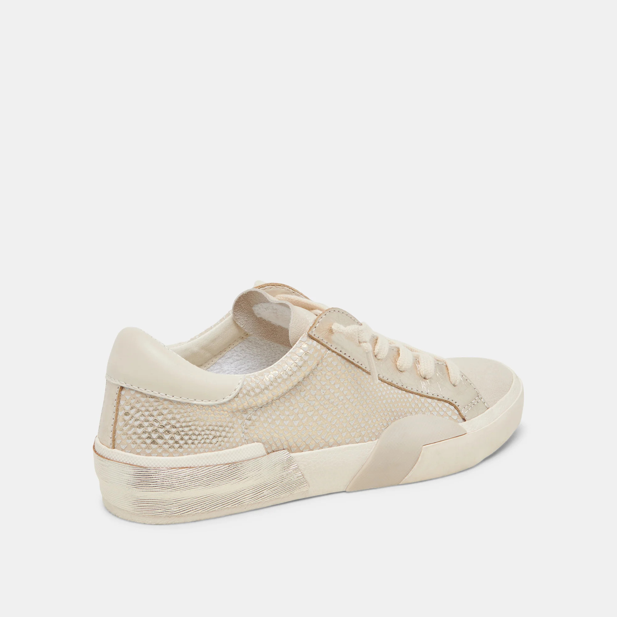 ZINA SNEAKERS CHAMPAGNE EMBOSSED LEATHER | DolceVita.com