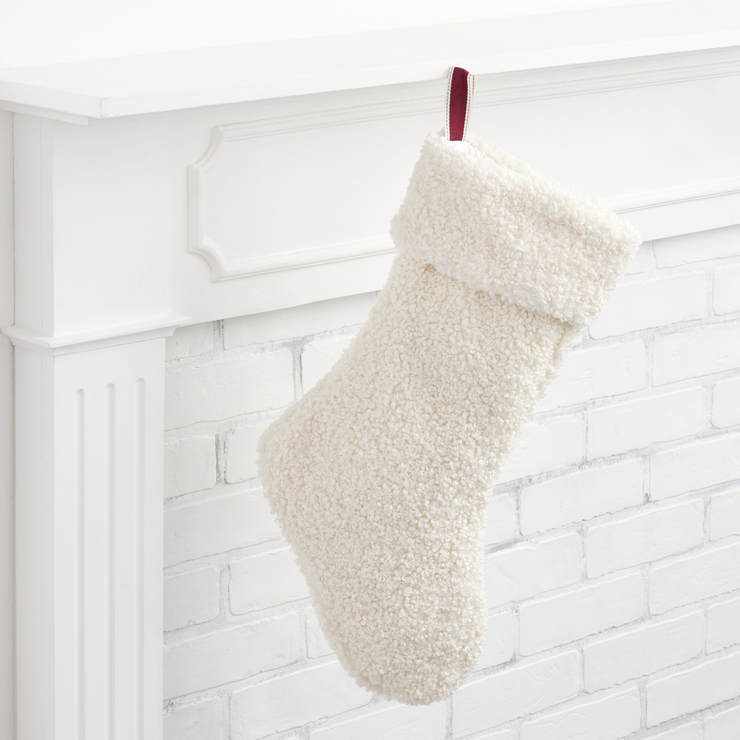 Ivory Boucle Christmas Stocking | World Market