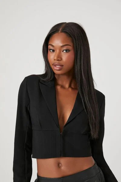 Plunging Cropped Blazer | Forever 21 | Forever 21 (US)