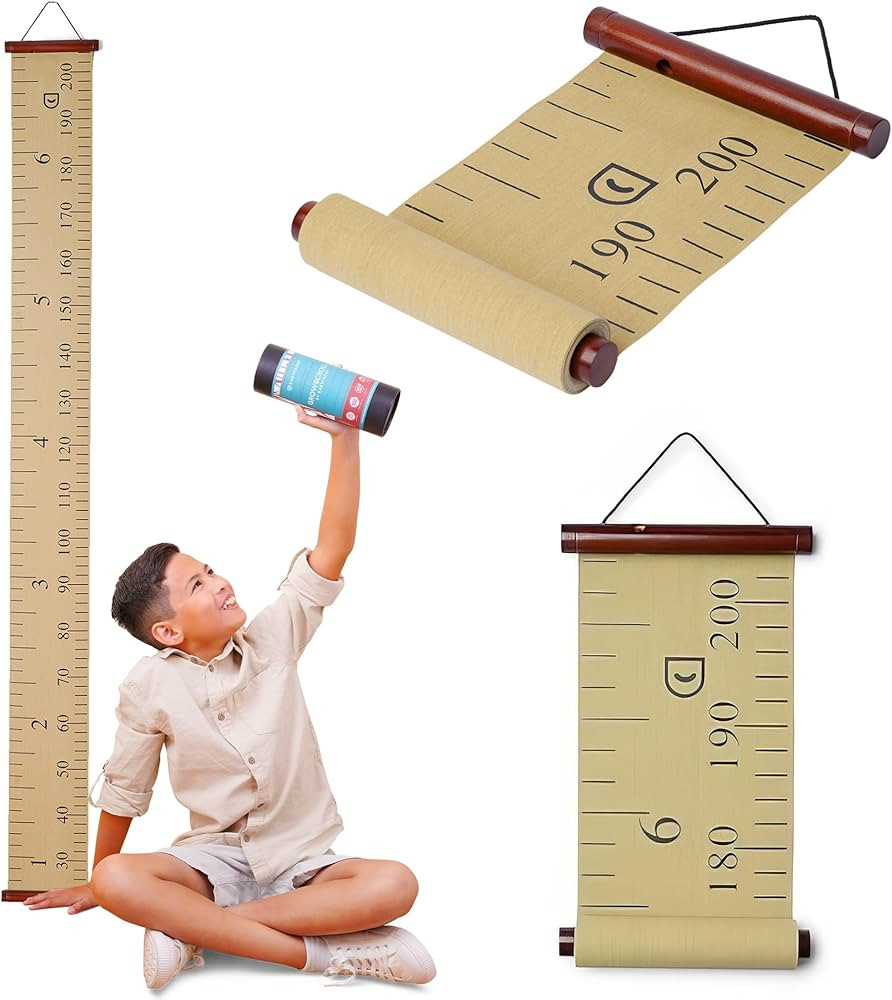 Growscroll Modern Kids Growth Chart for Wall - Unique Height Chart for Boys & Girls - Handcrafted... | Amazon (US)