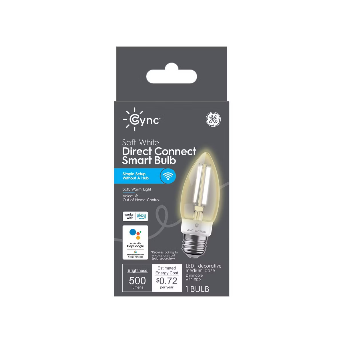 GE CYNC Smart LED Decorative Light Bulb Medium Base Soft White: 60W Equivalent, Energy Star, Alex... | Target