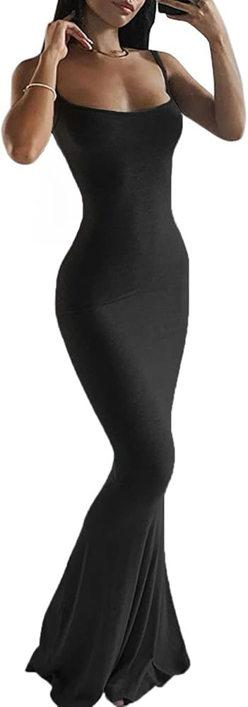 AnotherChill Women's Casual Lounge Slip Long Dress Sexy Sleeveless Backless Bodycon Maxi Dresses ... | Amazon (US)