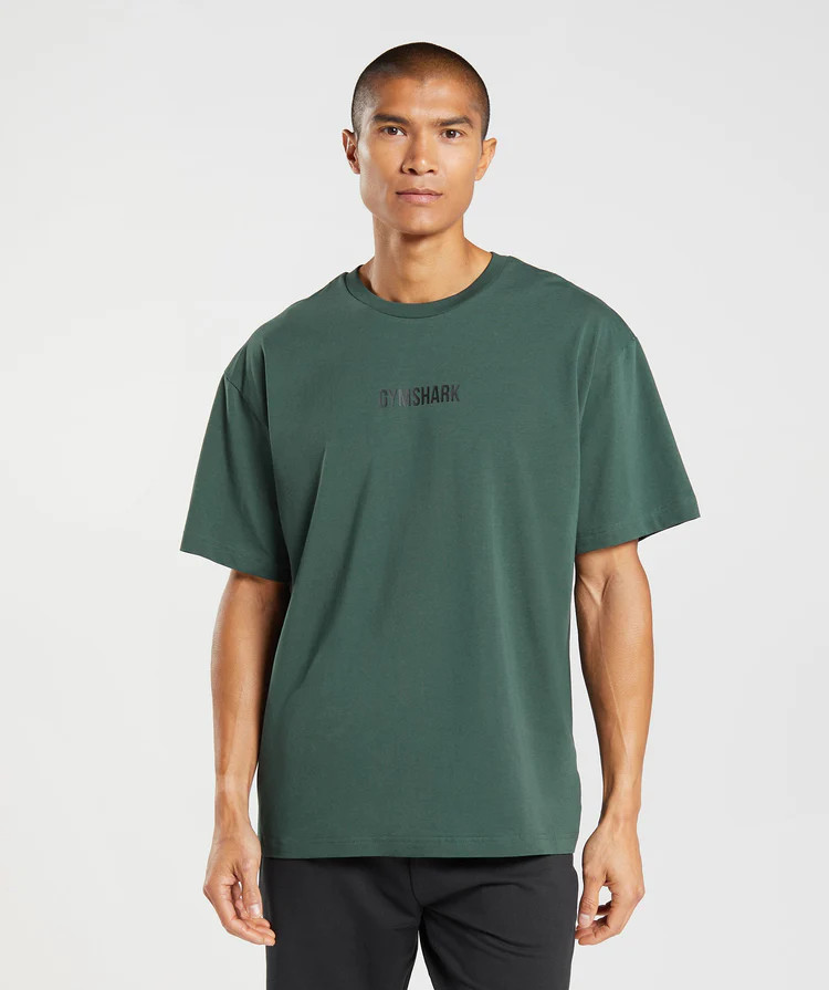 Gymshark Outline Oversized T-Shirt - Obsidian Green | Gymshark (Global)
