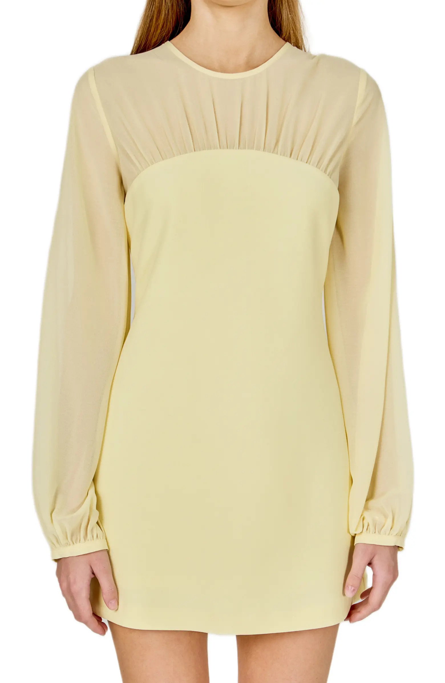 Long Sleeve Mixed Media Minidress | Nordstrom