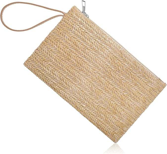 Hand-Woven Straw Pocketbooks, Womens Straw Clutch Bag, Bohemian Wristlet Bag, Straws Clutch Purse... | Amazon (US)