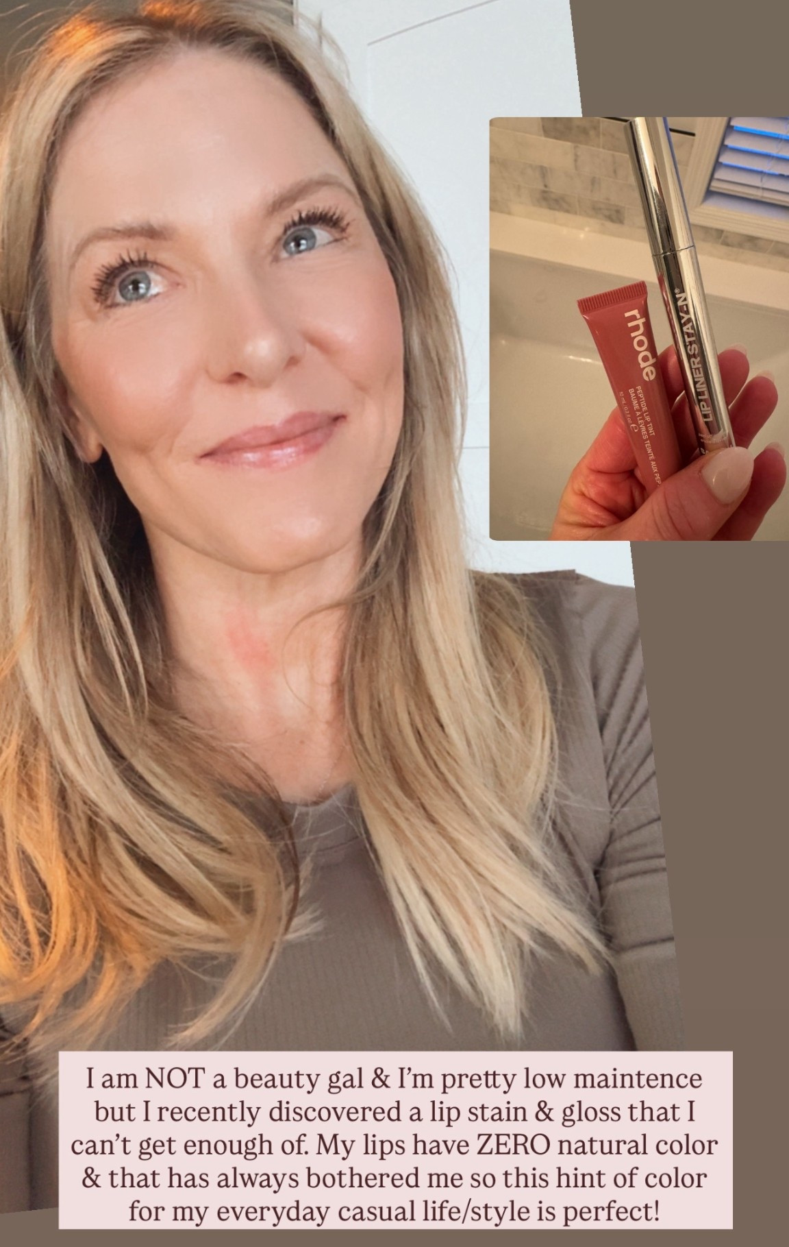 My low maintenance  go to lip combo. My glass is “salty tan” but I have so many other colors and love them all!!! 

#LTKBeauty #LTKOver40 #LTKFindsUnder50