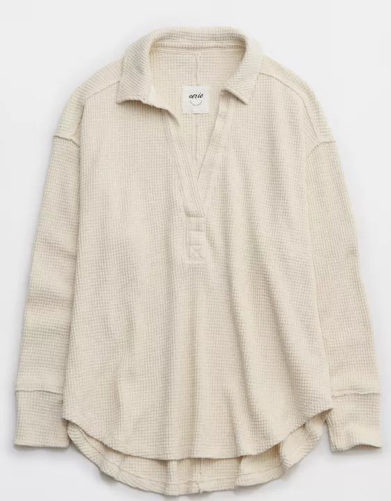 Aerie LumberJane Waffle Polo Sweatshirt | Aerie