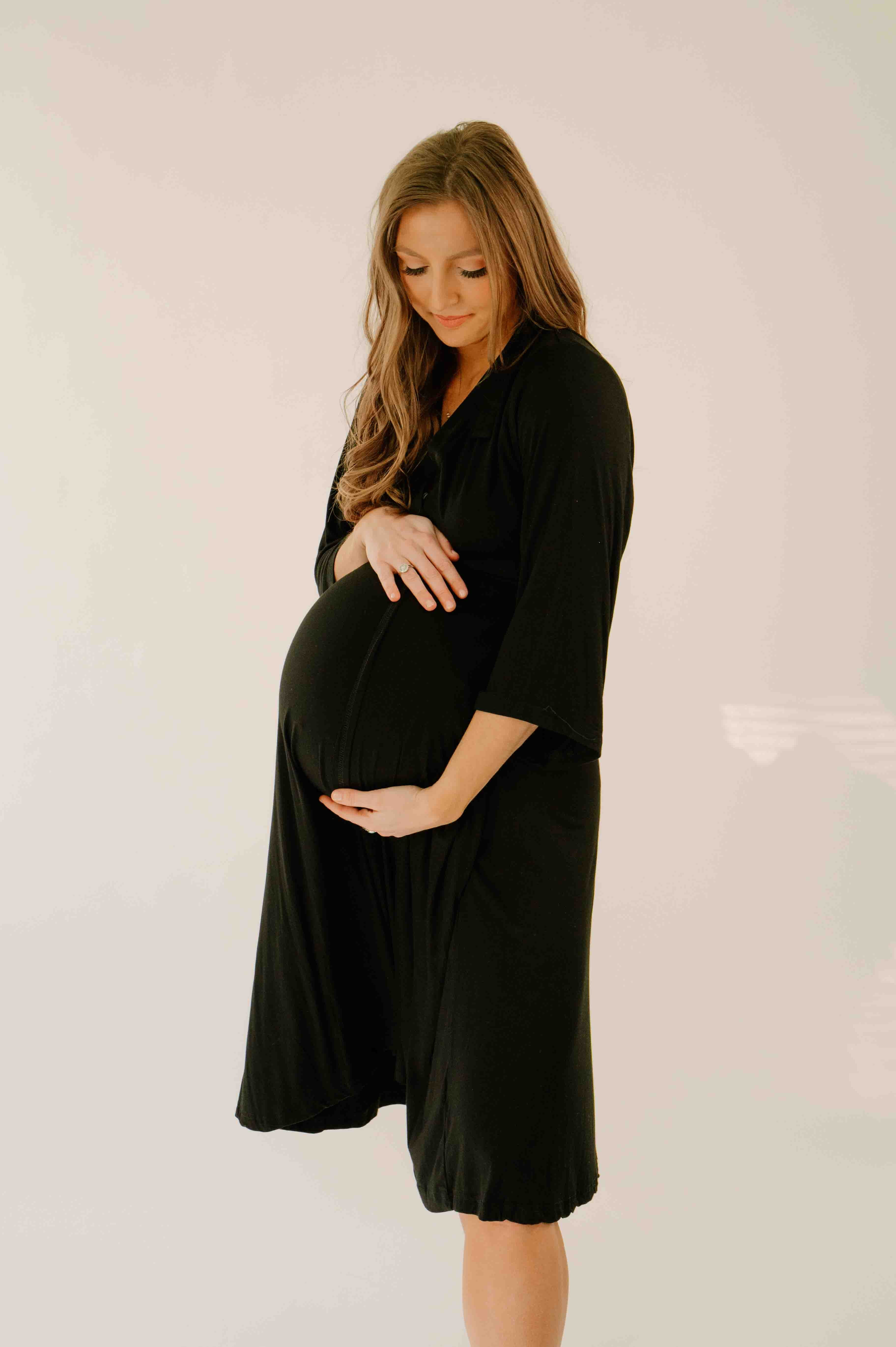 Lila Labor & Postpartum Gown in Black | Lila