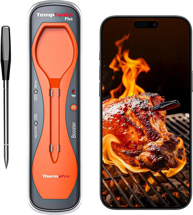 ThermoPro 600FT Wireless Meat Thermometer with Upgraded Ultra-Thin Probe, Bluetooth Meat Thermome... | Amazon (US)
