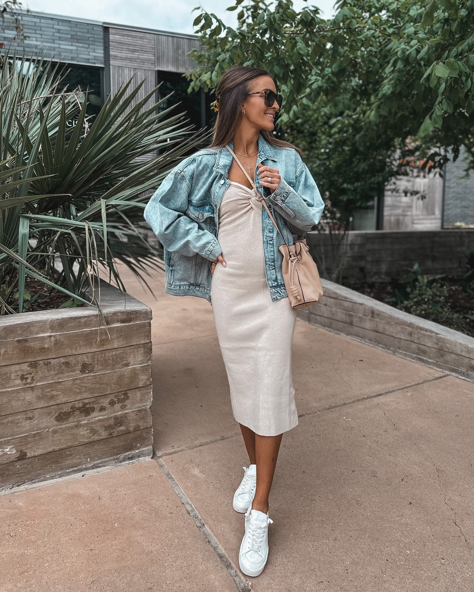 Tube dress clearance with denim jacket