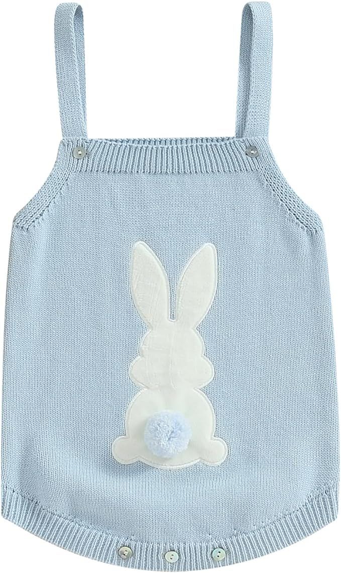woshilaocai Baby Boy Girl Bunny Sweater Knit Sleeveless Easter Romper Toddler Jumpsuit Cute Outfi... | Amazon (US)