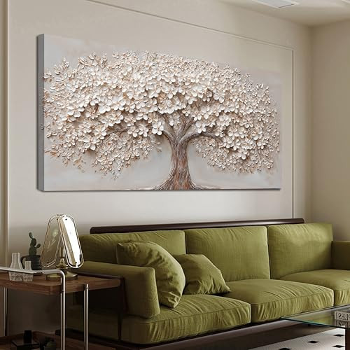 Canvas Wall Art Decor Oversized Wall Art Pictures for Living Room Tree of Life Wall Art Decor Canvas Art Wall Decor Modern Large White Wall Art Prints Artwork for Walls Bedroom Office Decor 29" X 58" | Amazon (US)