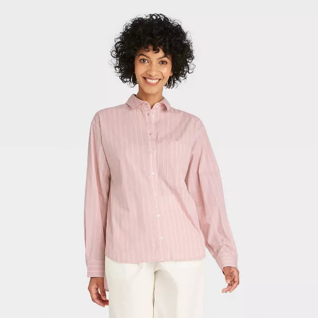 Women's Long Sleeve Button-Down Boyfriend Shirt - A New Day™ | Target