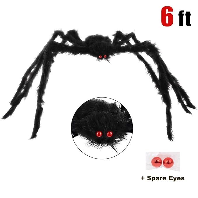 yosager Halloween Giant Spider Decorations with Spare Eyes, Foldable Hairy Scary Halloween Spider... | Amazon (US)