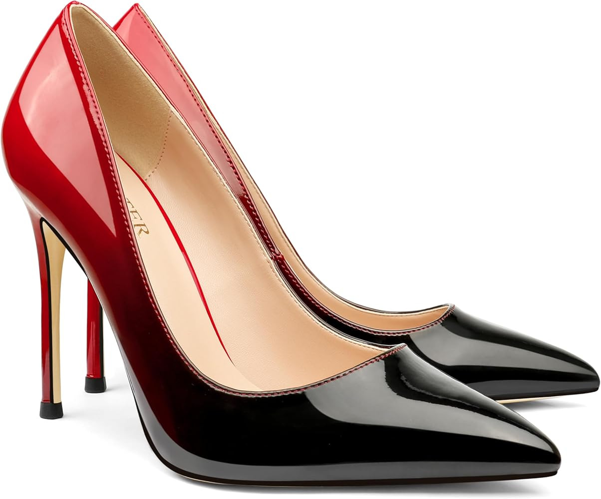 COLETER Women's 4 Inch Pumps Pointy Toe Wedding Dress Shoes Slip on Stiletto Pumps | Amazon (US)