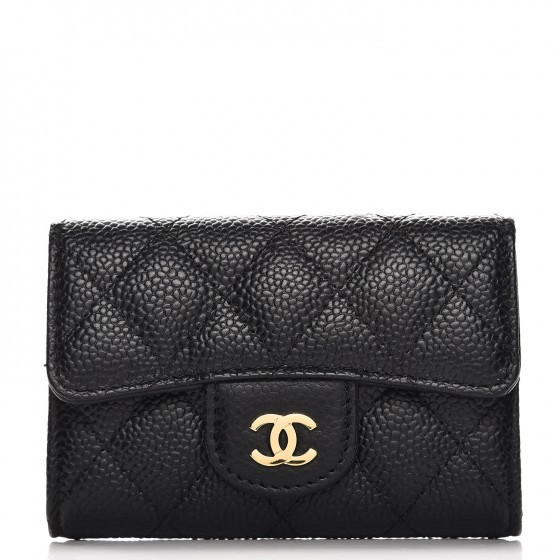Women's Chanel Card Holder Quilted Caviar Goldtone in Black | StockX