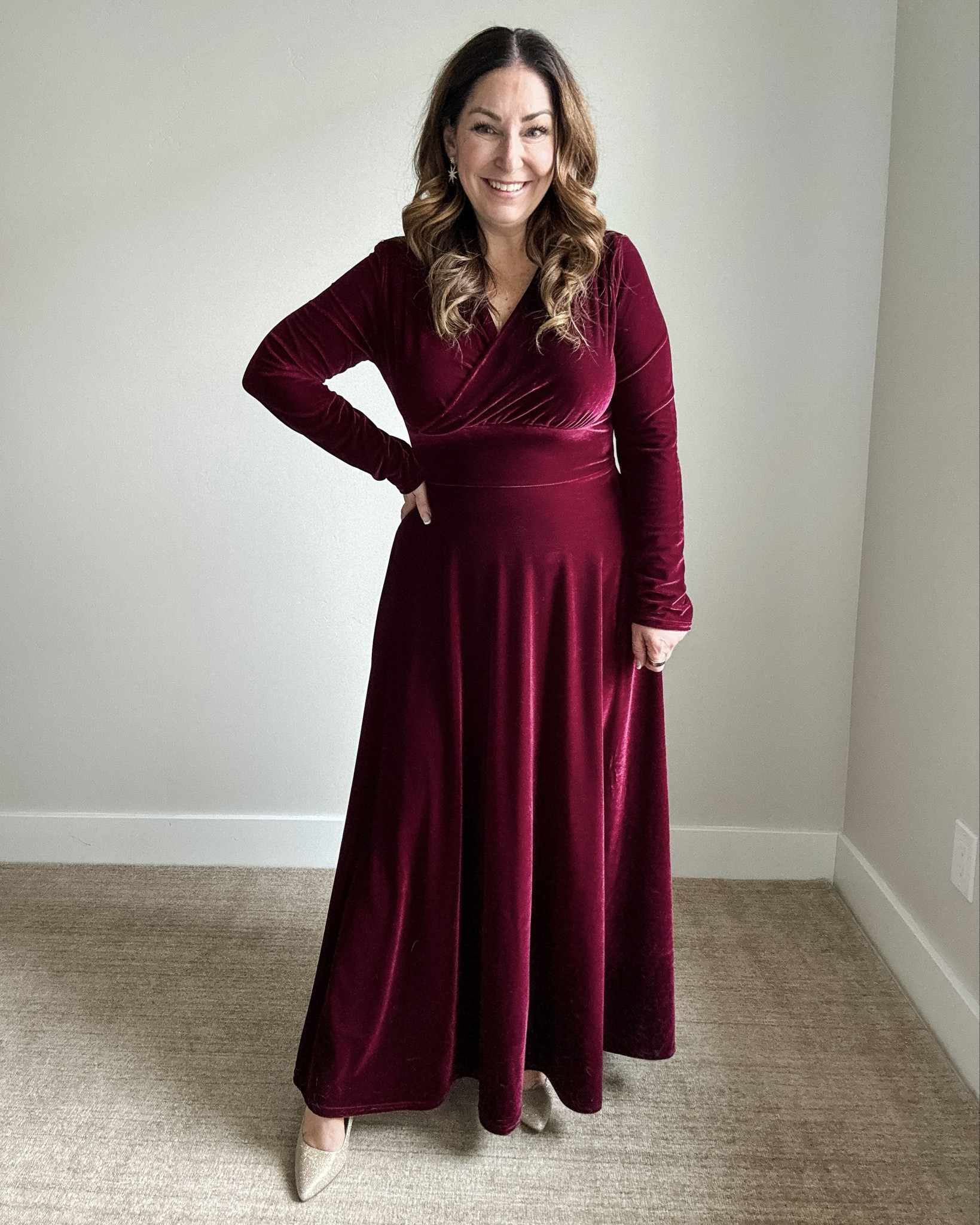Berry Red Velvet Full Length Wrap Dress | Wearing L 

 

#LTKHoliday #LTKSeasonal #LTKMidsize
