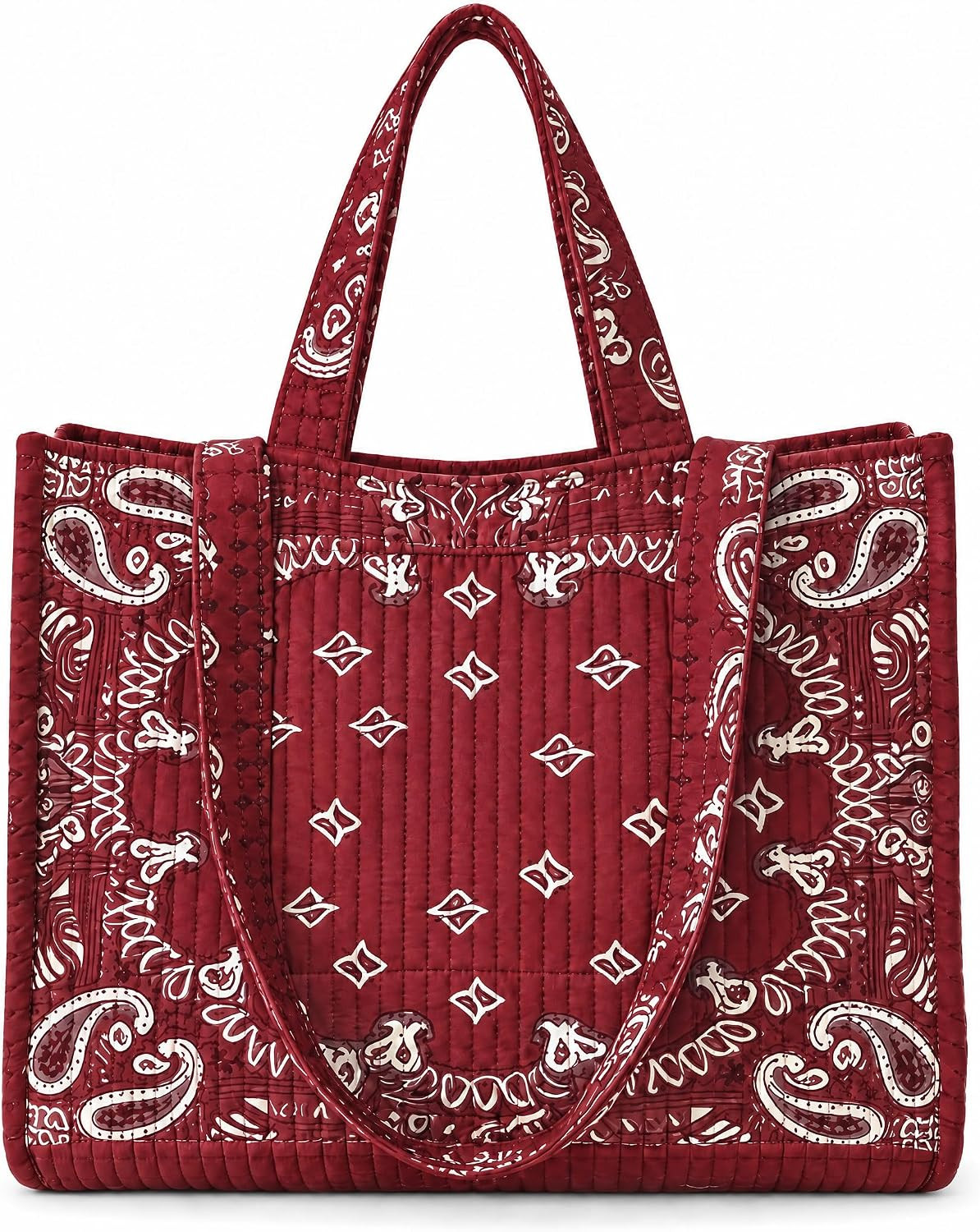 Quilted Tote Bag for Women, Bandana Shoulder Bag with Zipper | Amazon (US)