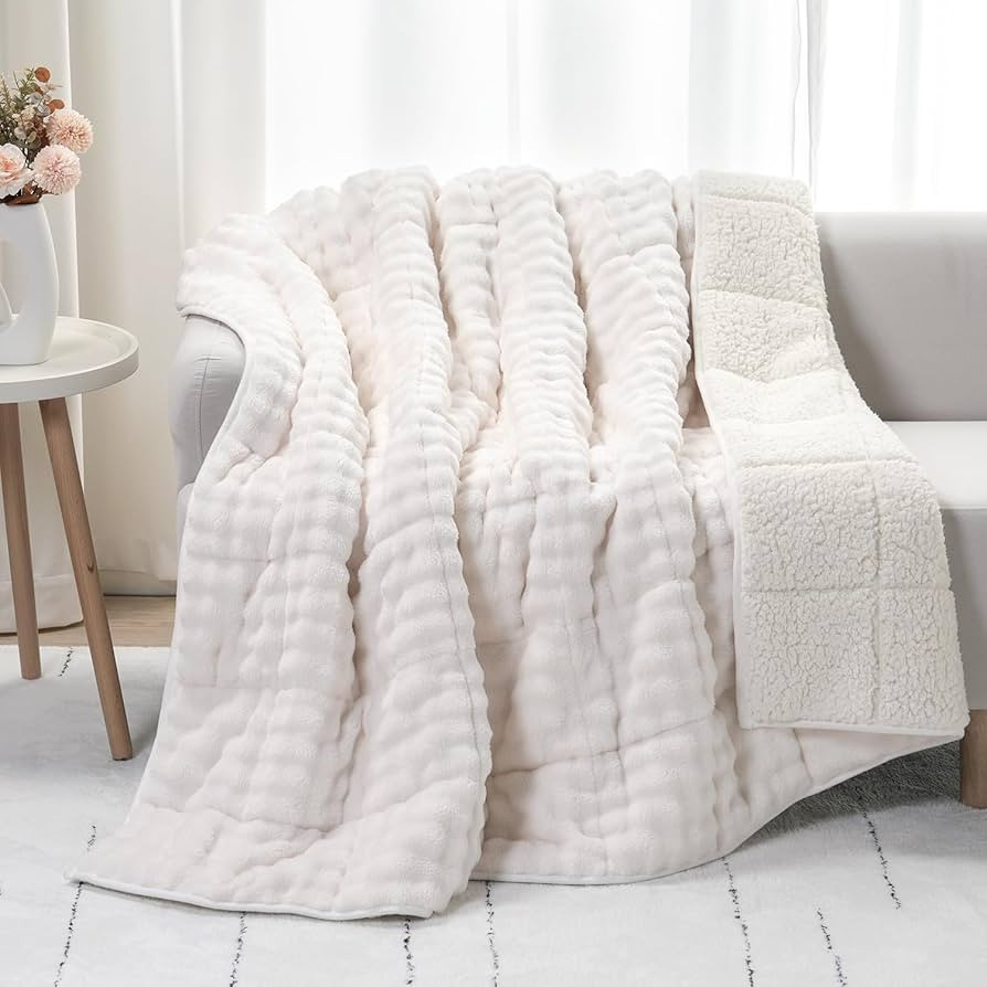 Cottonblue Weighted Blanket 15lbs for Adults, Fluffy Bubble Sherpa Fleece Weighted Blankets for Q... | Amazon (US)