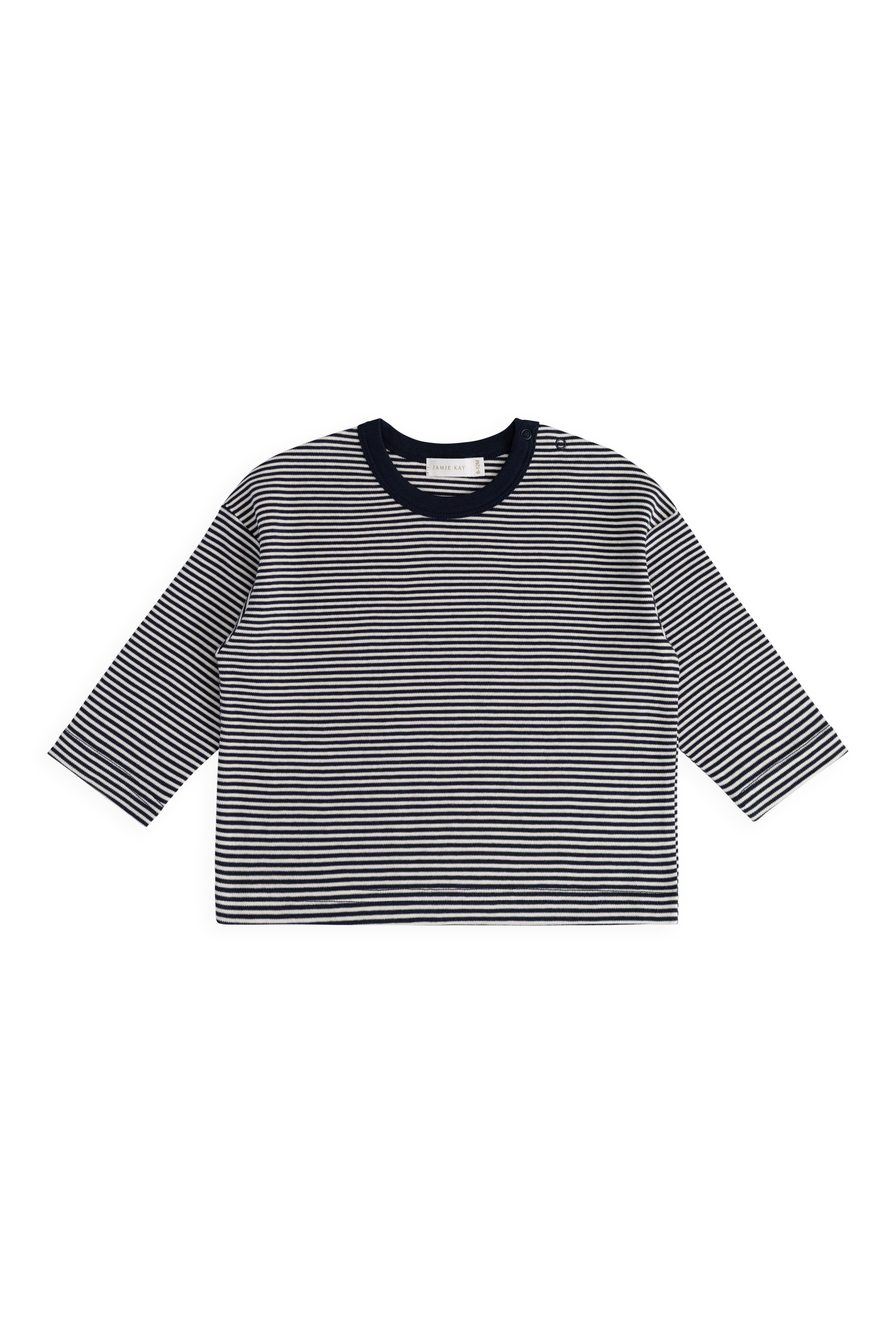 Pima Cotton Edward Long Sleeve Top - Petite Stripe Cloud/Maritime | Jamie Kay
