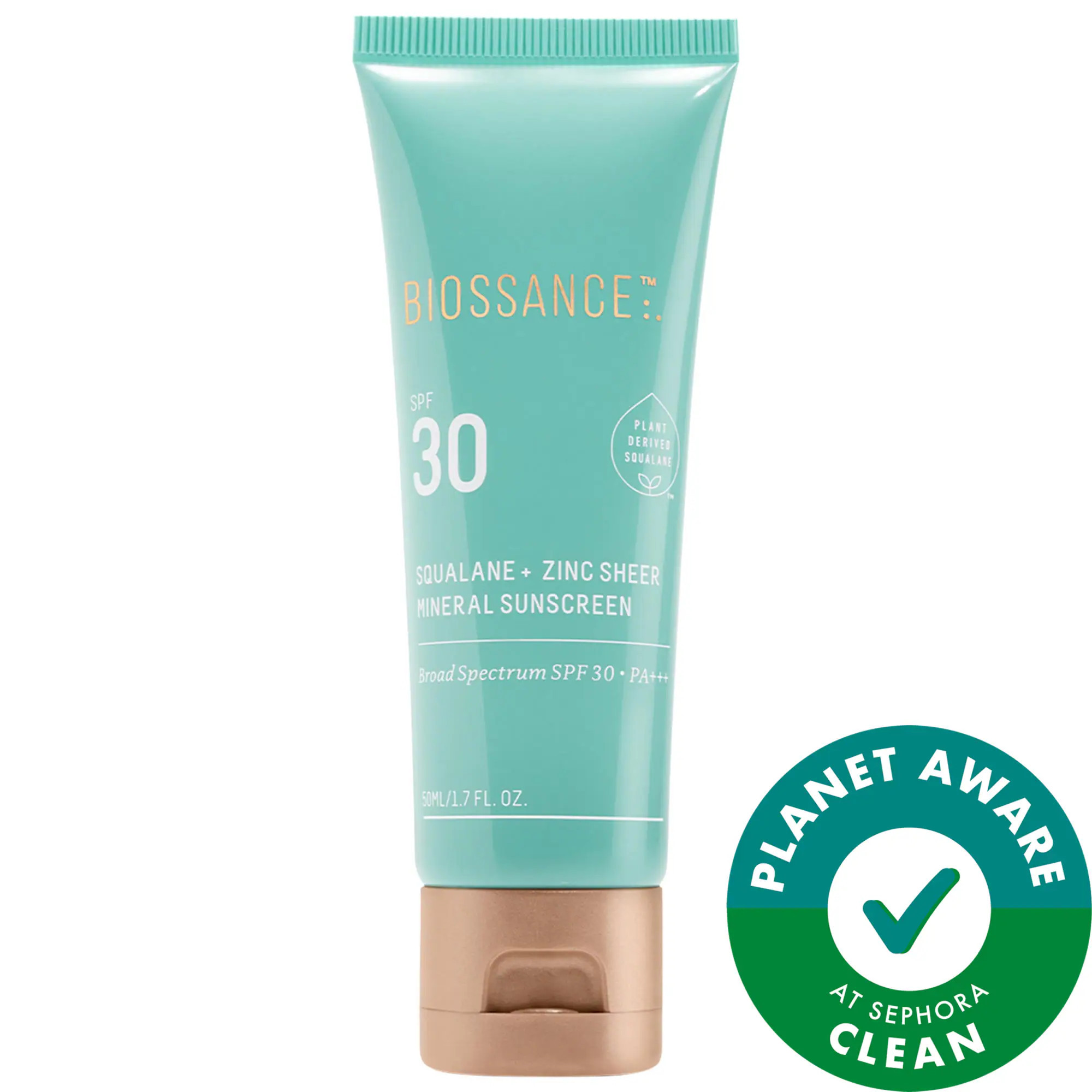 Biossance Zinc Sheer Hydrating Mineral Face Sunscreen SPF 30 with Ectoin + Squalane 1.6 oz | Sephora (US)