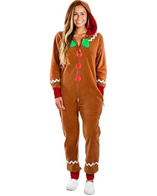 XIAXAIXU Women Men Kids Bee Christmas Gingerbread Costume Hooded Zipper Xmas Cosplay Jumpsuit Chr... | Amazon (US)