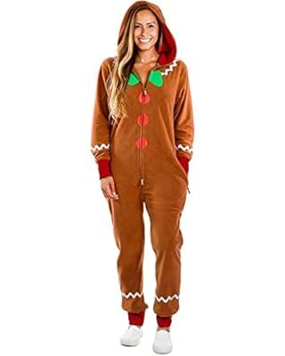 XIAXAIXU Women Men Kids Bee Christmas Gingerbread Costume Hooded Zipper Xmas Cosplay Jumpsuit Chr... | Amazon (US)