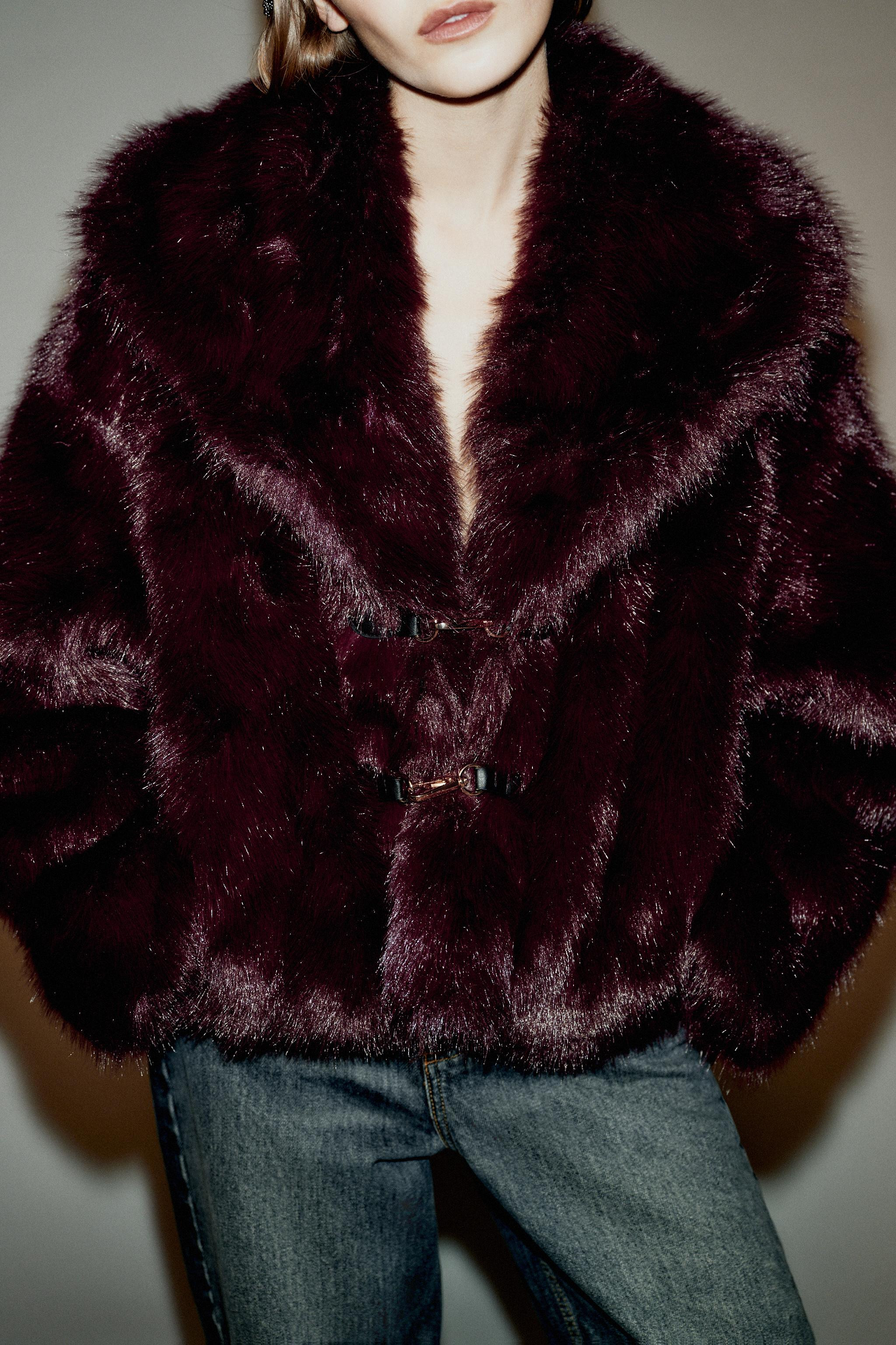 FAUX FUR JACKET WITH TOGGLE FASTENING | Zara UK