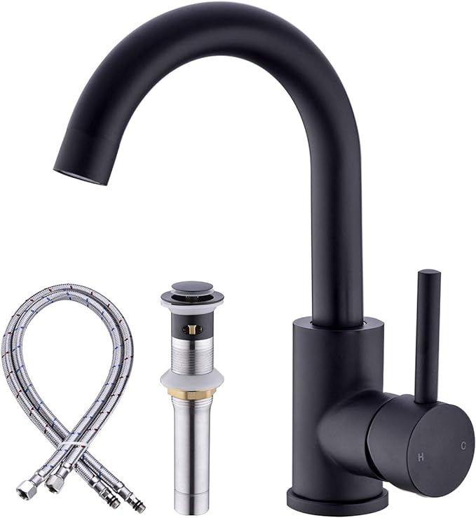 Anpean Single Handle Bathroom Sink Faucet One Hole with Pop-Up Drain and Water Supply Lines, Matt... | Amazon (US)