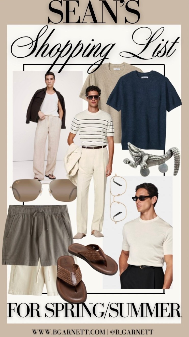 It’s time! Twice a year Sean goes on a shopping spree & sort of bulk buys everything he needs or wants for the season (6months) ahead. 

This is what we’re loving for spring & summer 

Men’s outfits | means shopping | sandals | mens sandals | single pleat trousers | knot Tshirts | sunglasses | mens sunglasses | glasses | blue light glasses 

#LTKTravel #LTKMens #LTKootd