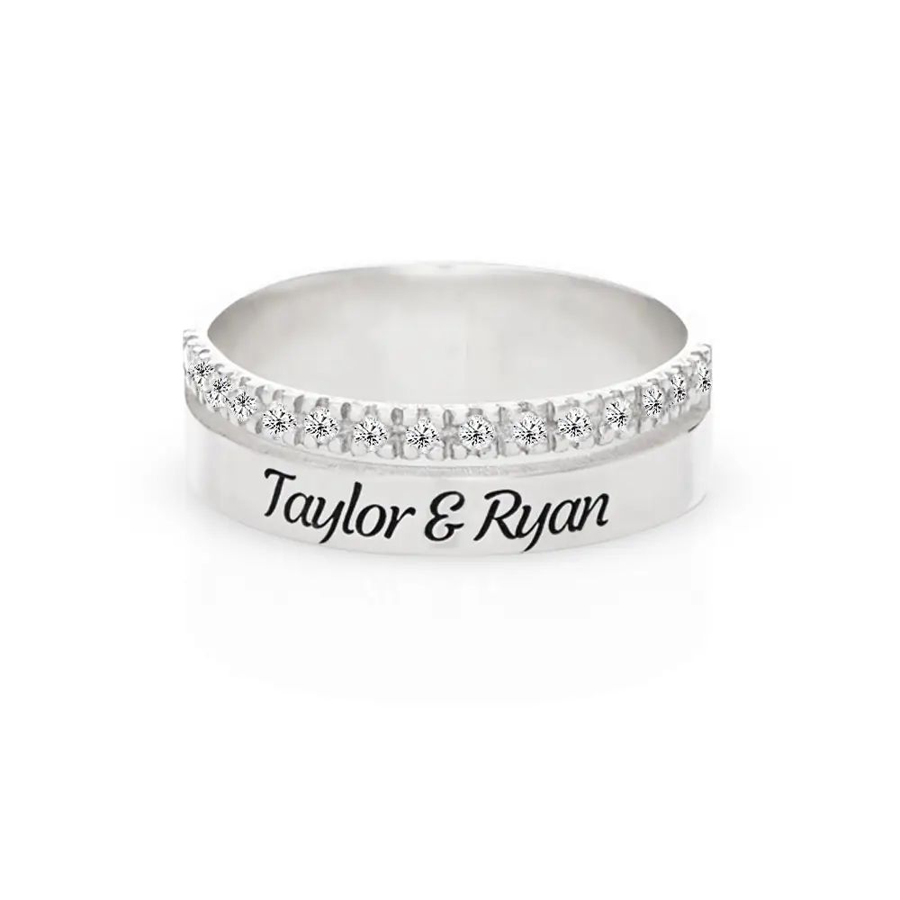 Sofia Double Band Ring with 0.15CT Diamonds in Sterling Silver | MYKA
