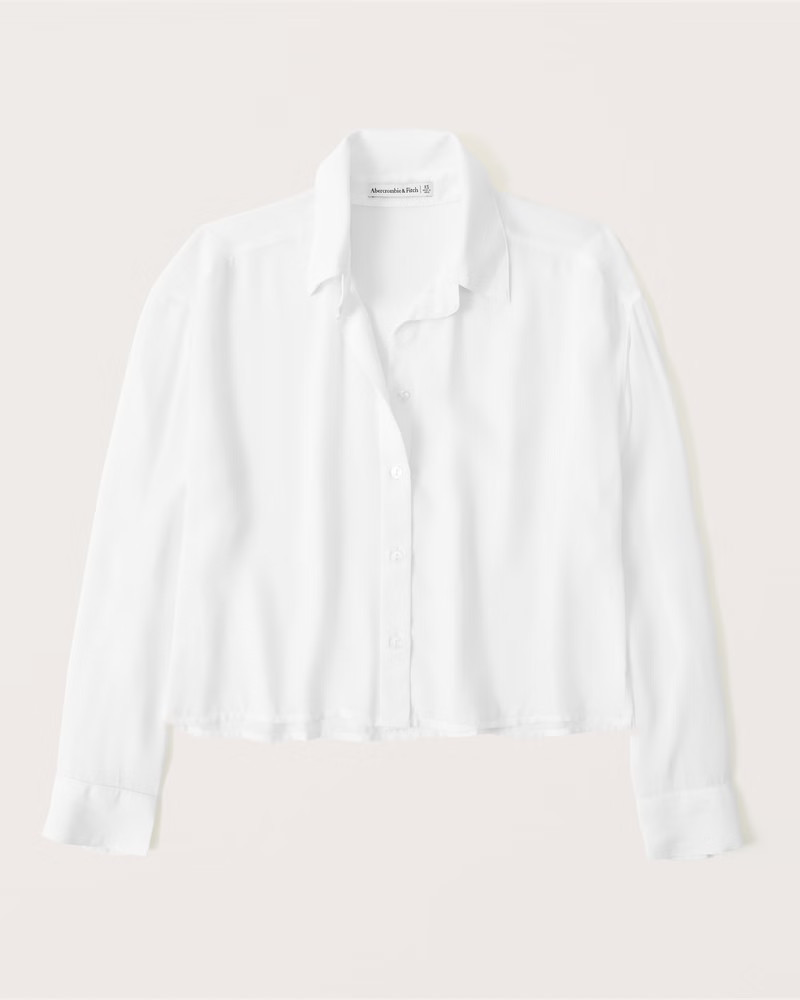 Long-Sleeve Sheer Button-Up Shirt | Abercrombie & Fitch (US)