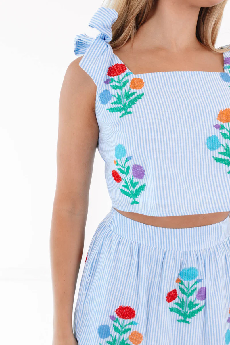 PREORDER The Samson Tie Top - Blue Stripe | The Impeccable Pig