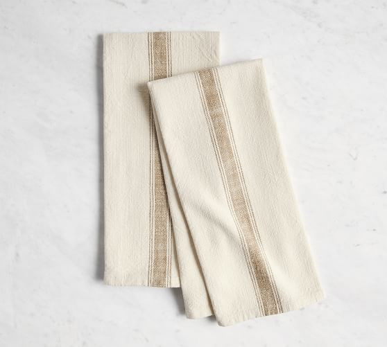 French Striped Organic Cotton Grain Sack Tea Towels - Set of 2 | Pottery Barn (US)
