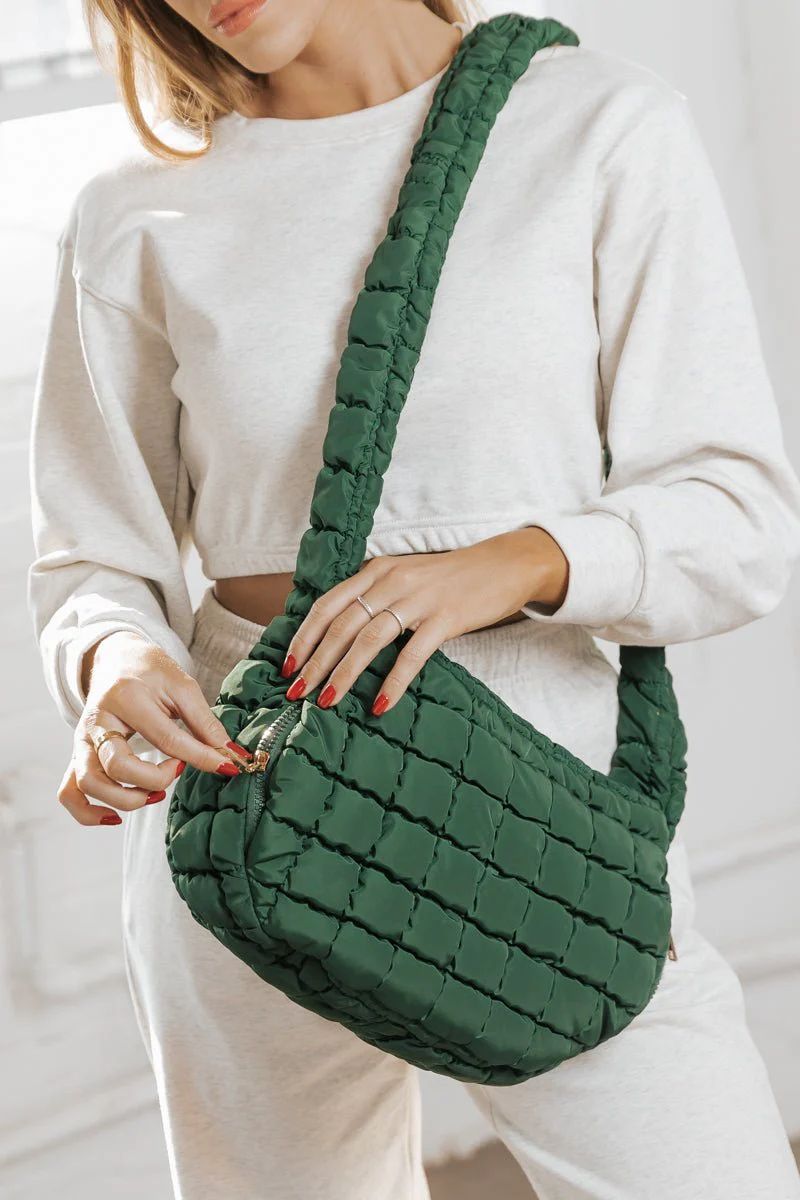 Winnie Forest Green Quilted Crossbody | Magnolia Boutique