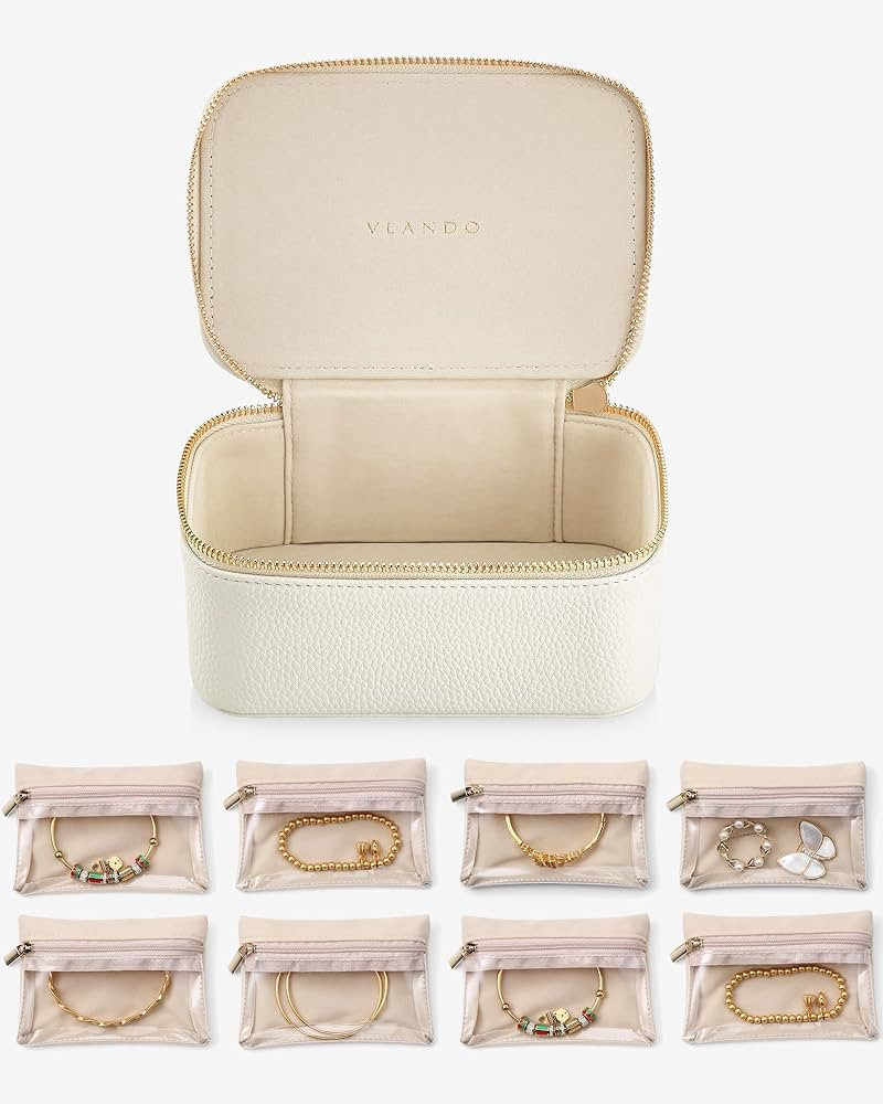 Vlando Jewelry Storage Bag,PU Leather Jewelry Case Box for Travel,8 Pcs Claer Velvet Jewelry Bags... | Amazon (CA)