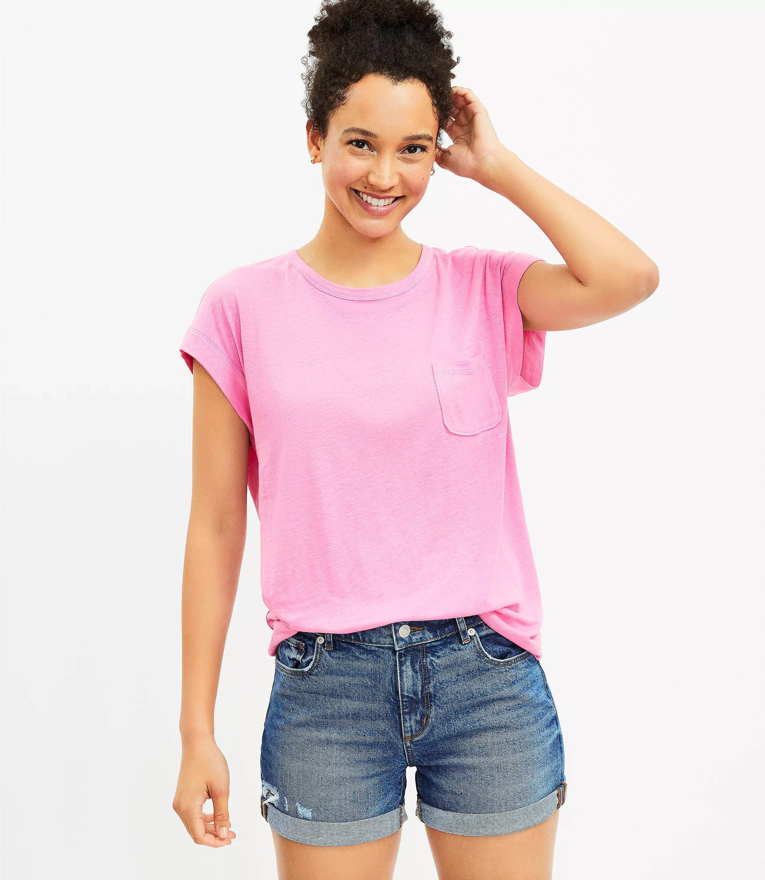 Linen Blend Pocket Tee | LOFT