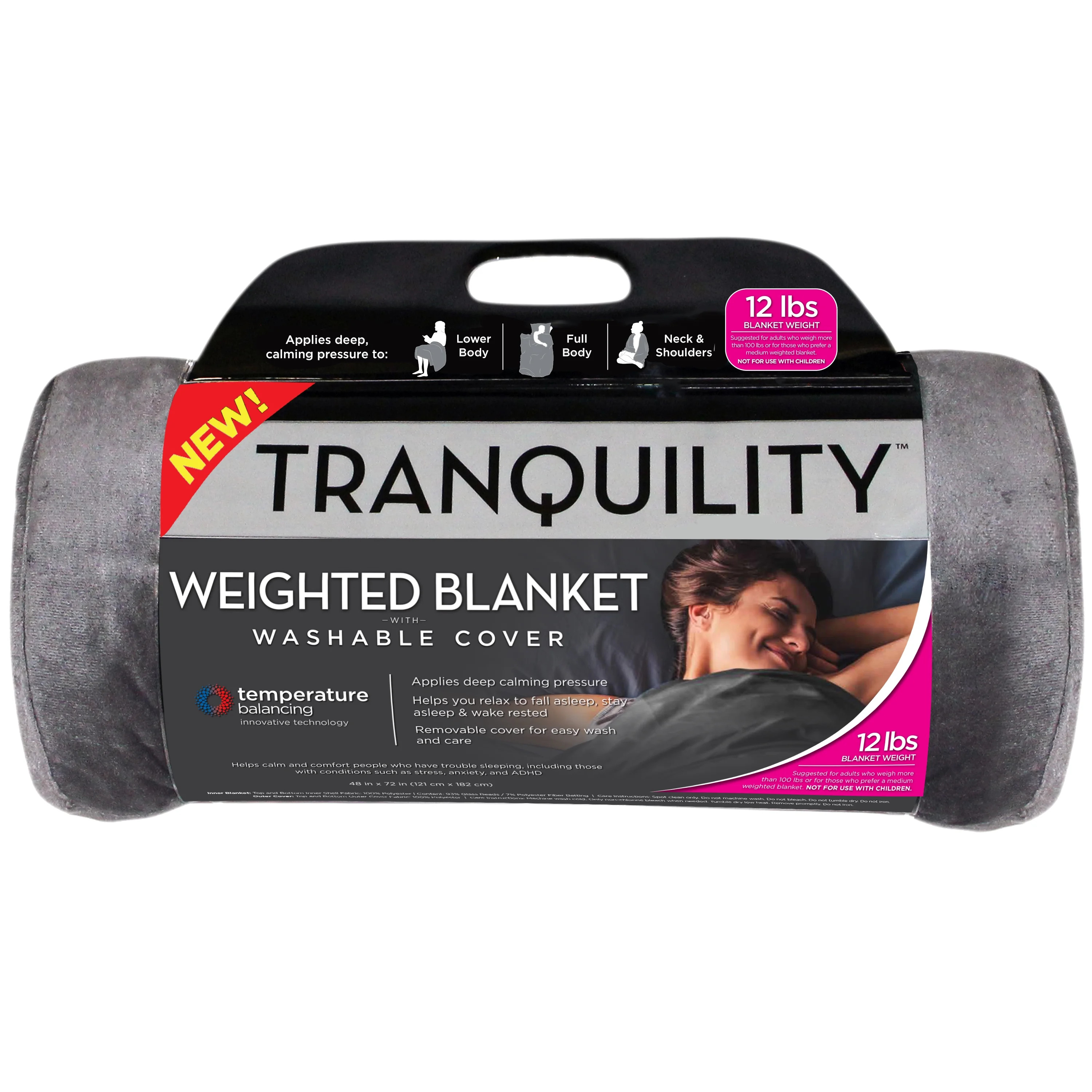 Tranquility Temperature Balancing Weighted Blanket with Washable Cover, 12 lbs - Walmart.com | Walmart (US)