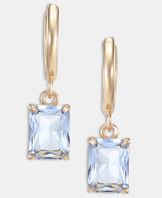 Glass Stone Drop Huggie Earrings | Macy's