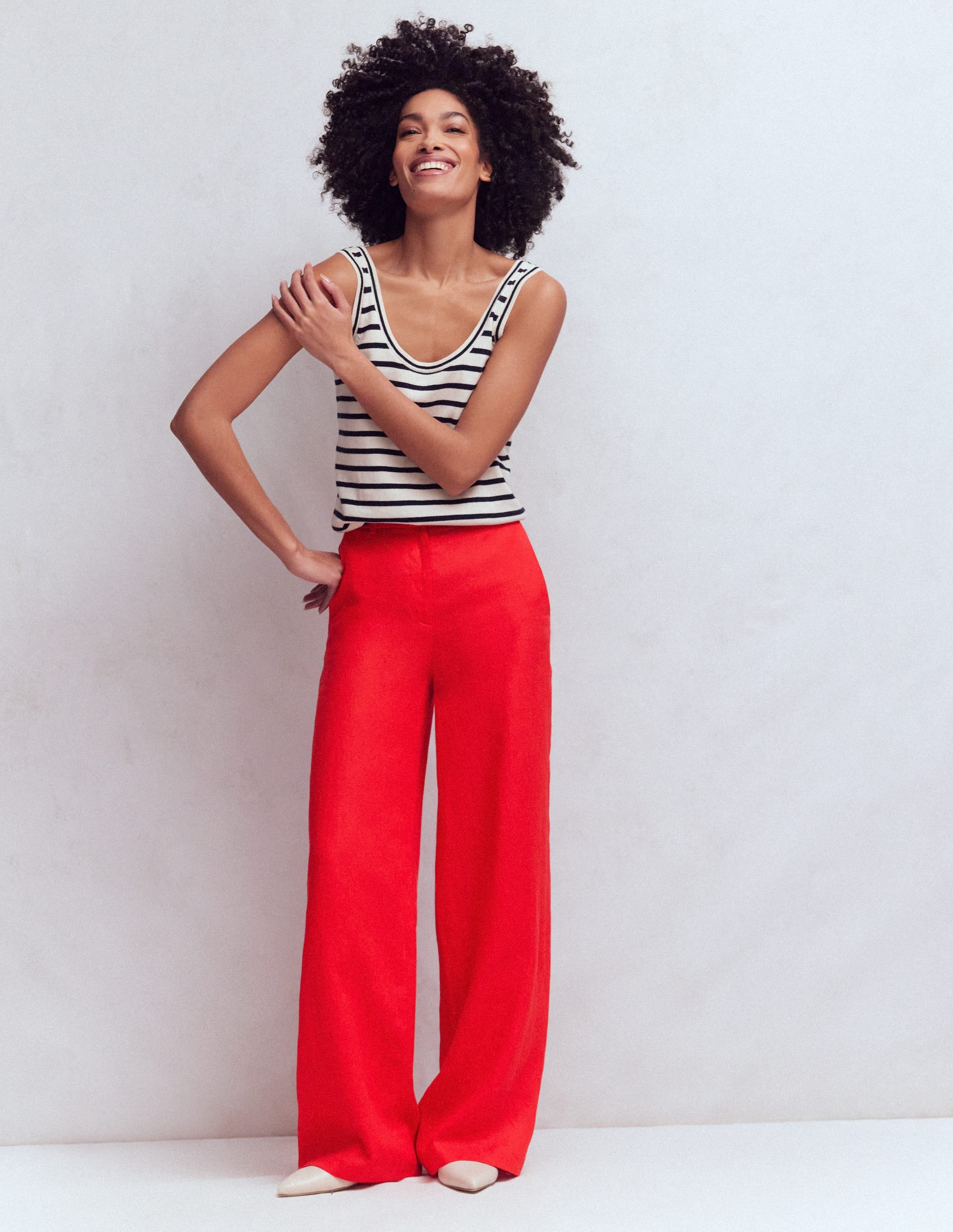 Boden Women's Belgravia Linen Pants in Red | Size 8 | Boden (US)