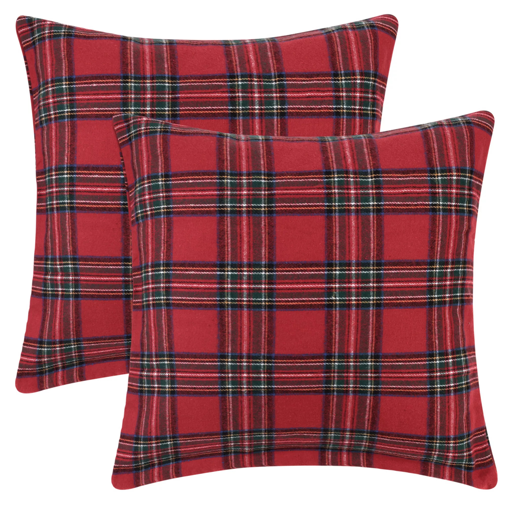 Pack Of 2 Festive Plaid Decorative Throw Pillow Covers Scottish Tartan Square Cushion Covers 20"x... | Kohl's