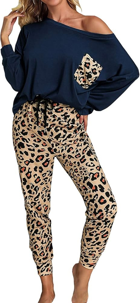 ROSKIKI Womens 2 Pieces Tie Dye Pajamas Set Sweatpants Sets Long Sleeve Pullover with Long Pants ... | Amazon (US)