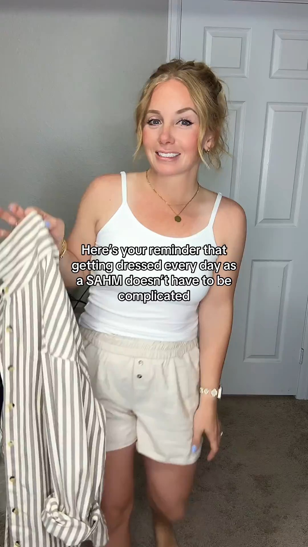 Striped button down shirt with a white tank top that has a built in bra, linen shorts, bucket bag purse and footbed sandals 





Size 6/8 summer outfit ideas, midsize summer outfit, casual summer style, effortless everyday style, Amazon fashion midsize, petite Amazon fashion, coffee run outfit, SAHM outfits for summer

#LTKootd #LTKSaleAlert #LTKPetite