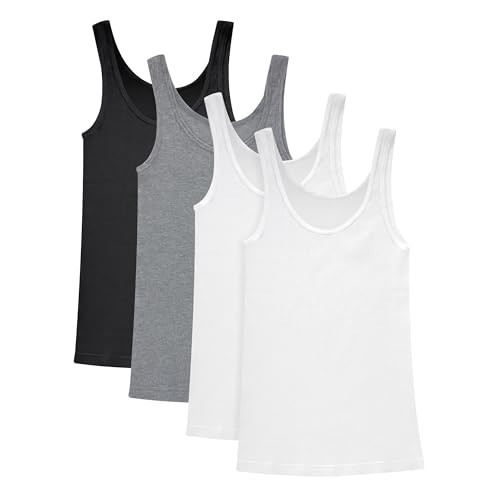 Hanes Women's Originals Ribbed Tank Pack, Soft Cotton Rib Tank Tops for Women, 4-Pack | Amazon (US)