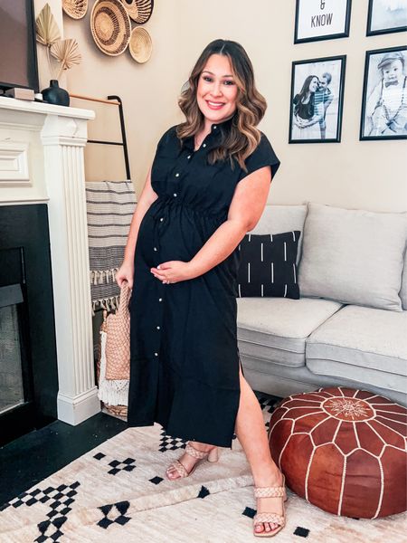 Loving this old navy maternity and nursing friendly dress! So perfect for summer and easy to style transitioning into fall! Wearing my normal size Large. TTS. Bump style. Maternity dress. Vacation dress. 

#LTKSeasonal #LTKfindsunder50 #LTKbump