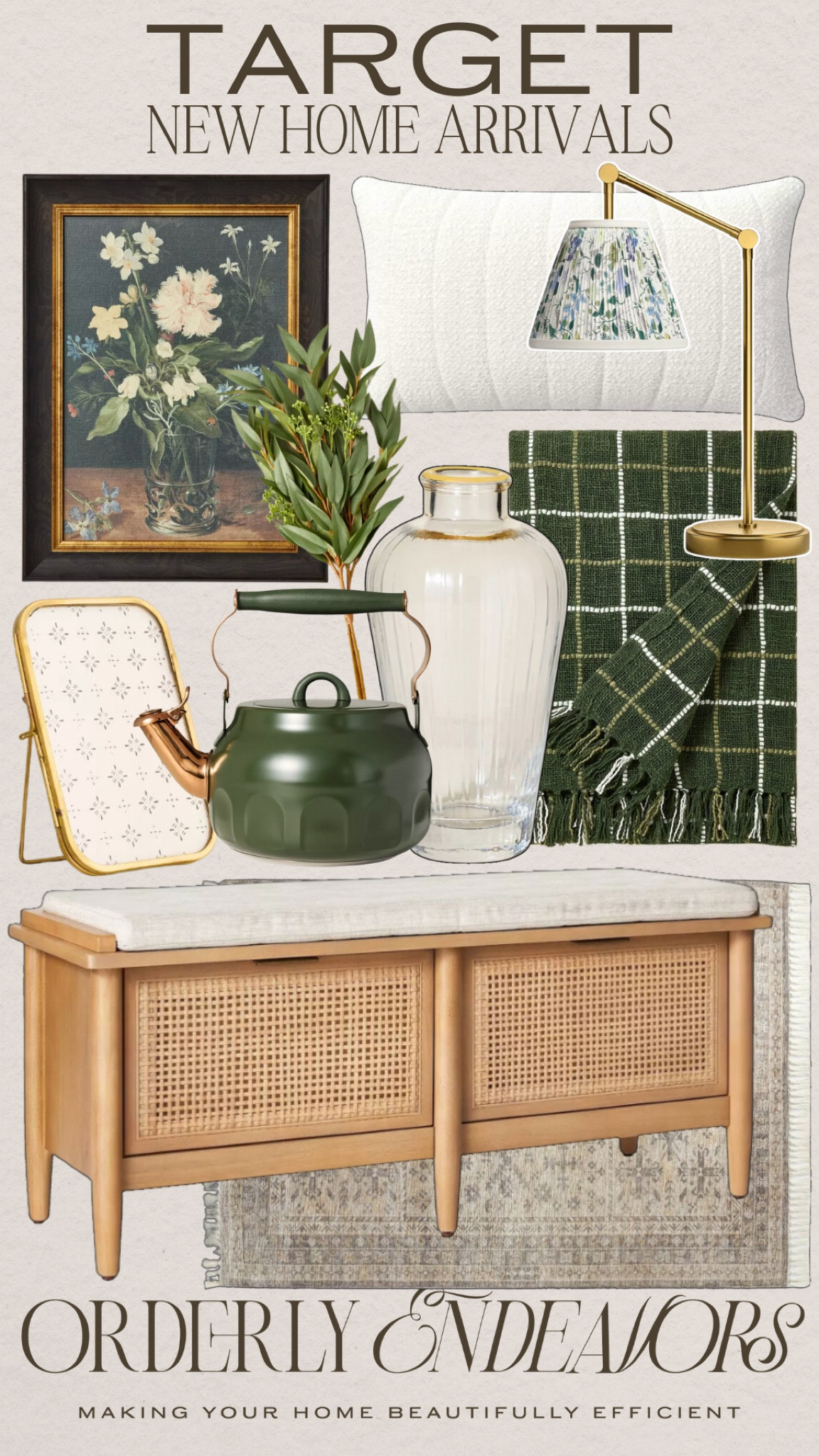 Target new home arrivals include bench, area rug, tea pot, gold frame, glass vase, stems, throw blanket, lamp, pillow, and wall art.

Home decor, home accents, winter decor, looks for less, Target finds

#LTKStyleTip #LTKFindsUnder50 #LTKHome