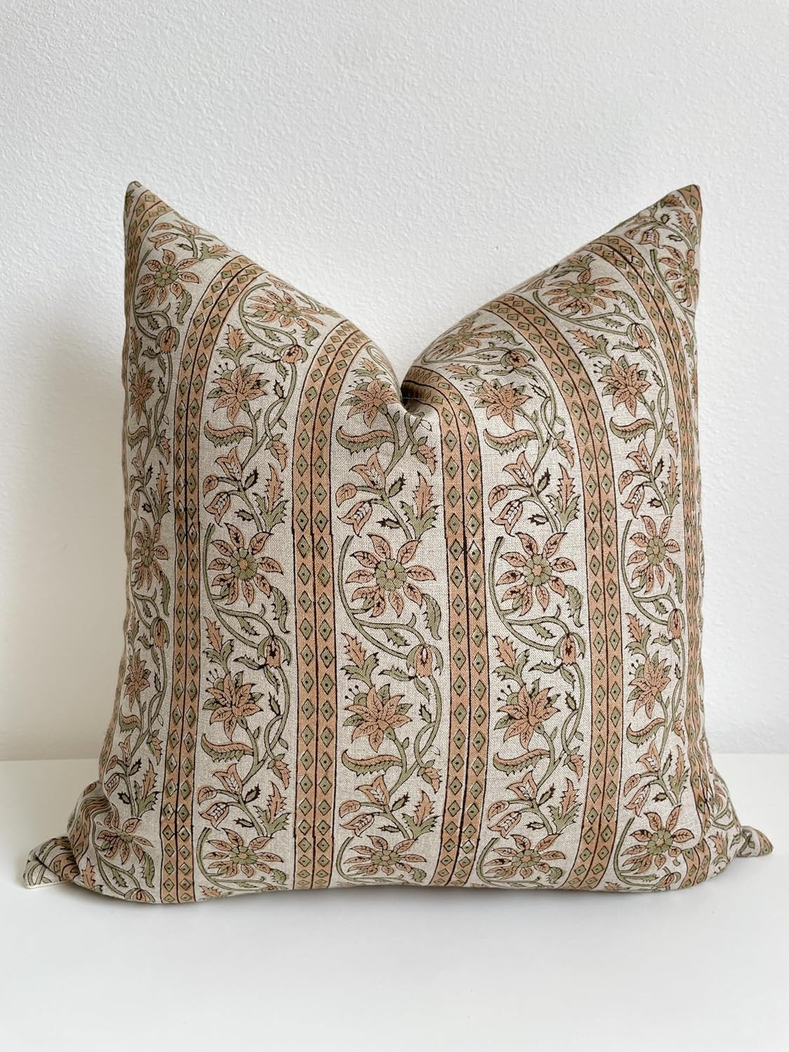 Generic Canyon Theory Hand Block Print Pure Linen 20x20 Inch Throw Pillow Cover: Handmade Vintage Cushion Cover (Poppy) | Amazon (US)